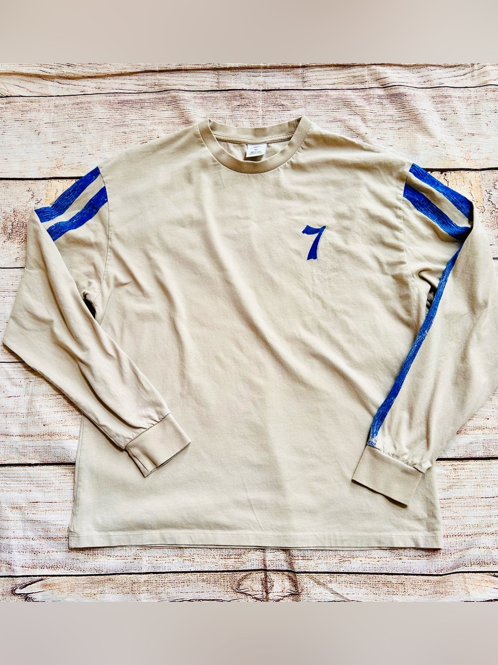 Urban Outfitters Tan Blue Stripe Seven Oversized LS T-shirt Men’s Sz S